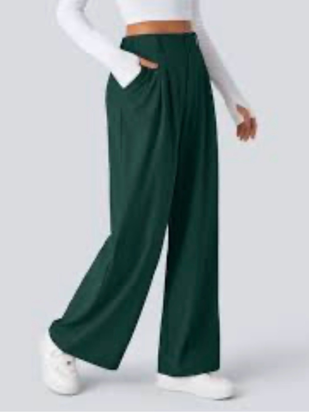 Halara high-waisted pleated wide-leg trousers
